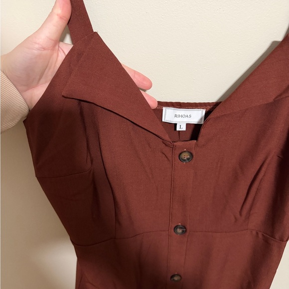 RIHOAS Brown Button-Front Midi Dress - Picture 2 of 5